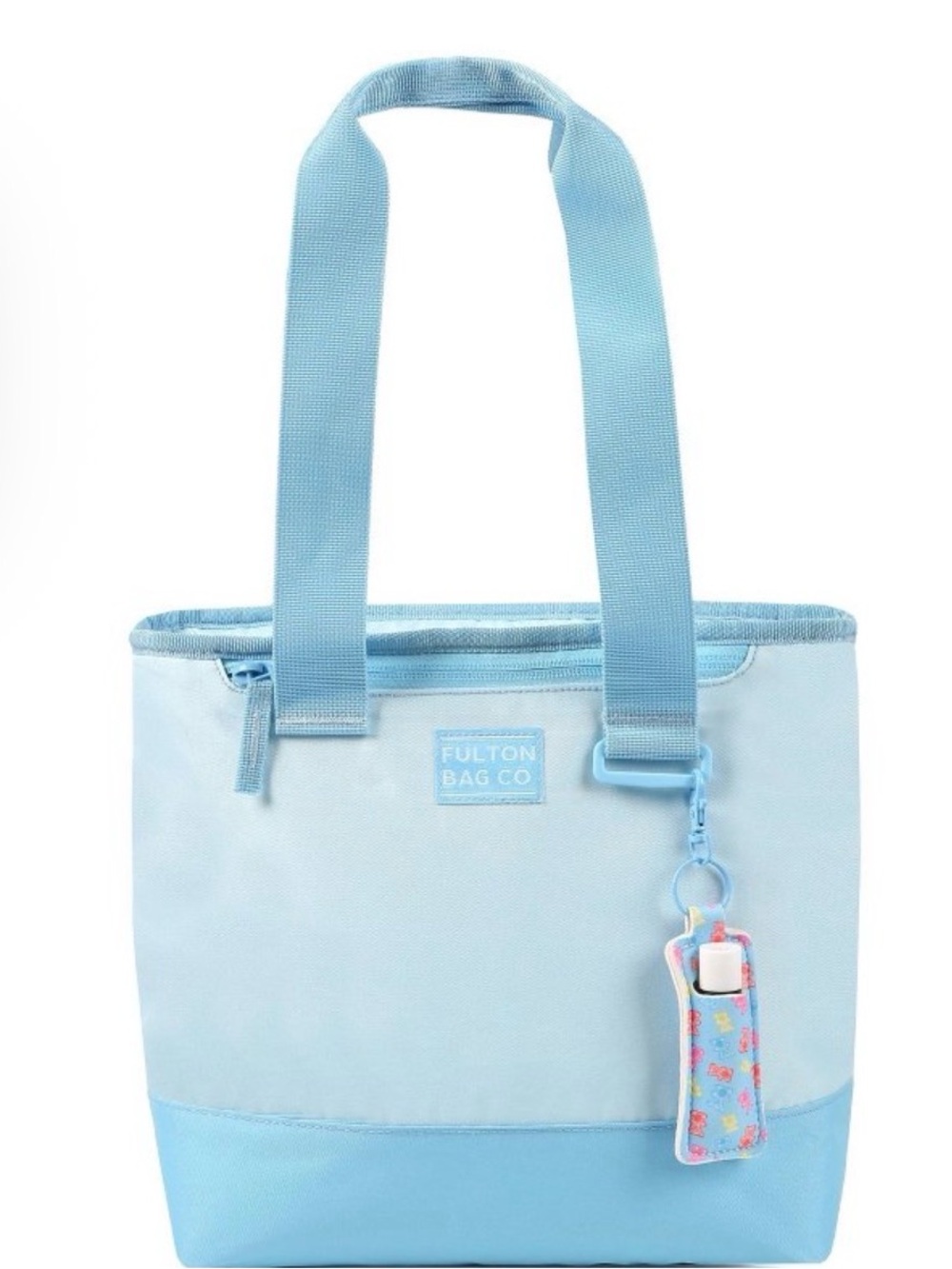 Light Blue Holiday Tote with Sanitizer Holder
